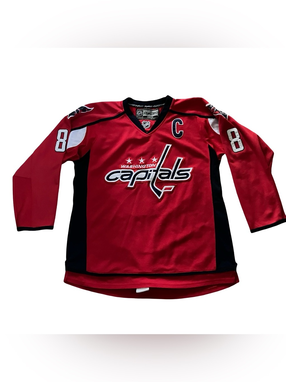 NHL Alex Ovechkin Captain Washington Capitals Jersey Mens 52 W/Fight Strap